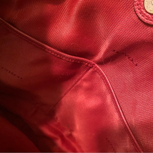 Coach Edie Burgundy Leather Shoulder bag Tote Large - Picture 10 of 14